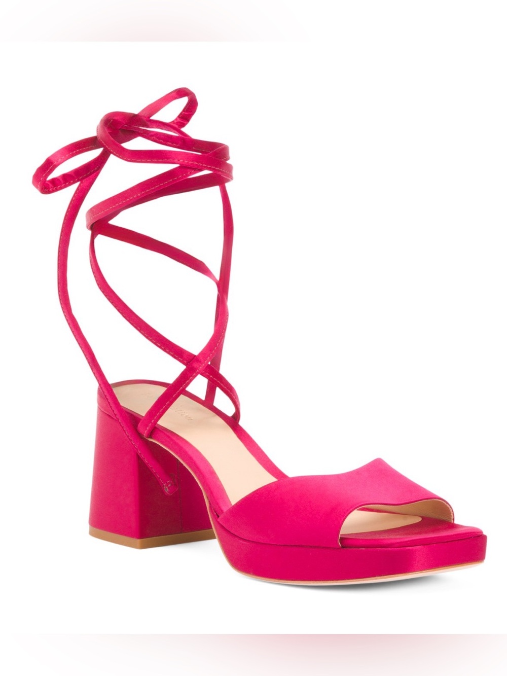 Reformation Magda Rhubarb Satin Platform Heels Size 6.5 NWT